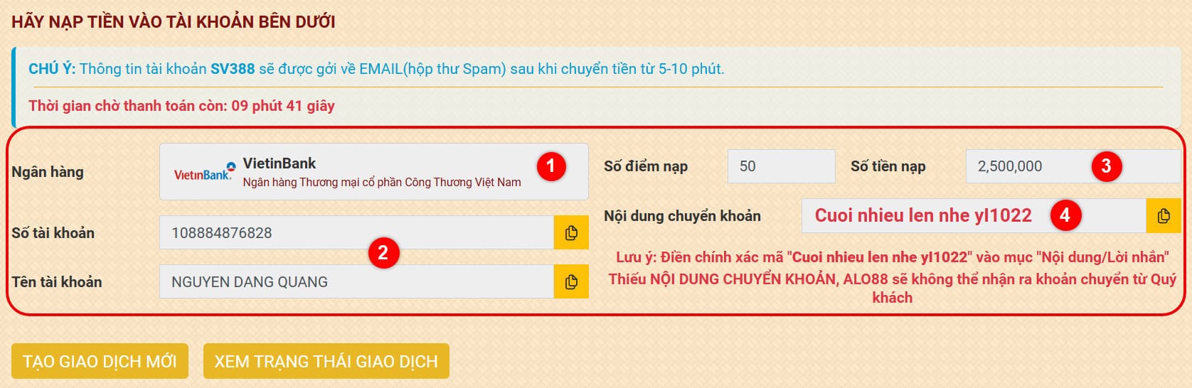 buoc 3: chuyen khoan va hoan tat giao dich