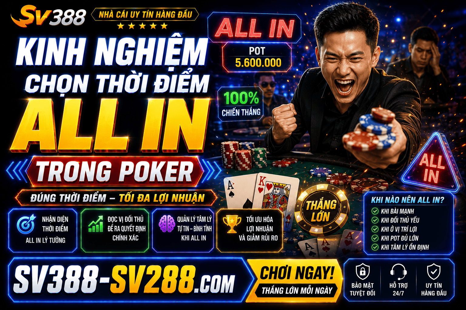 Kinh nghiem chon thoi diem all-in trong Poker giup tang ty le chien thang