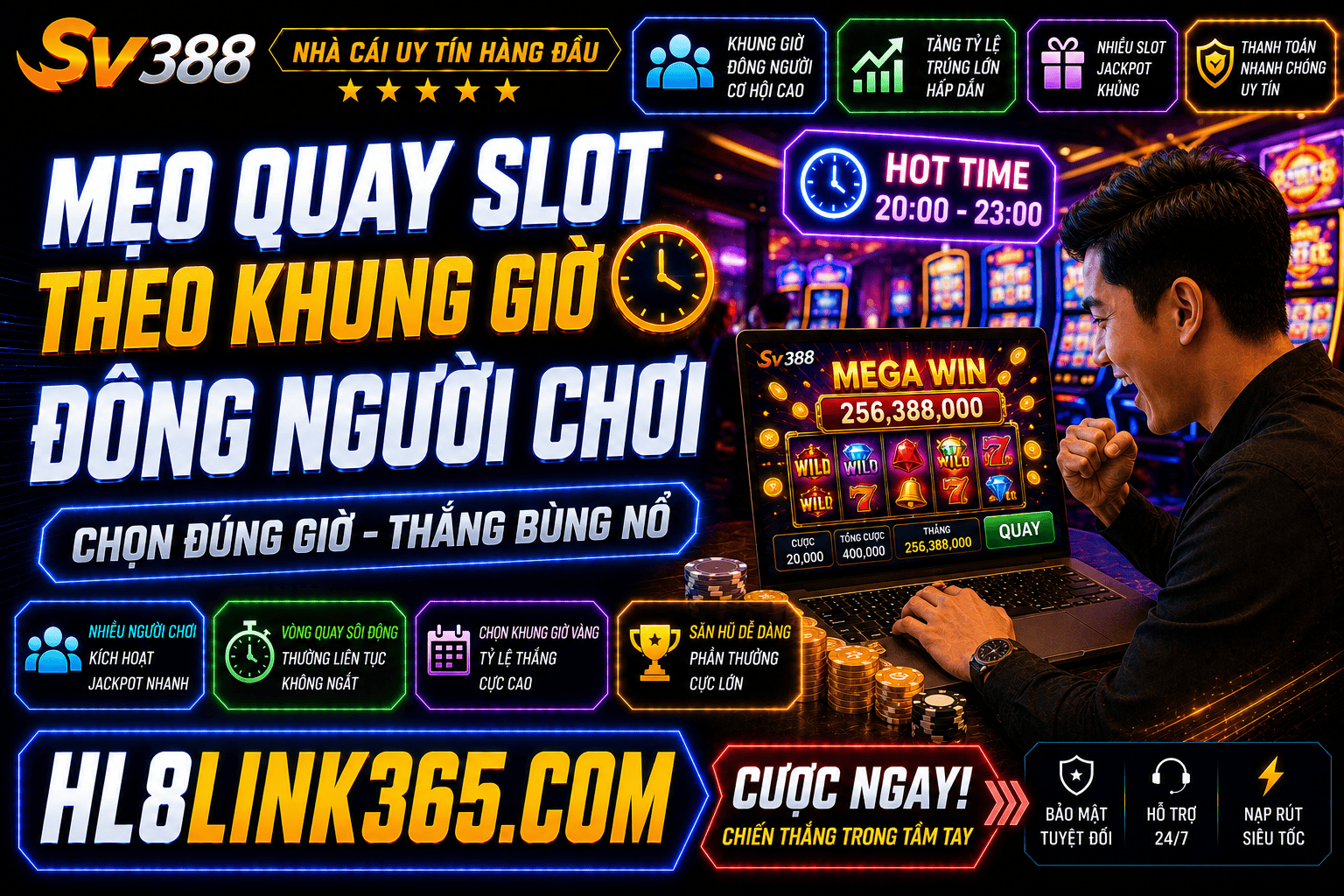 Meo quay slot trong khung gio co dong nguoi tham gia