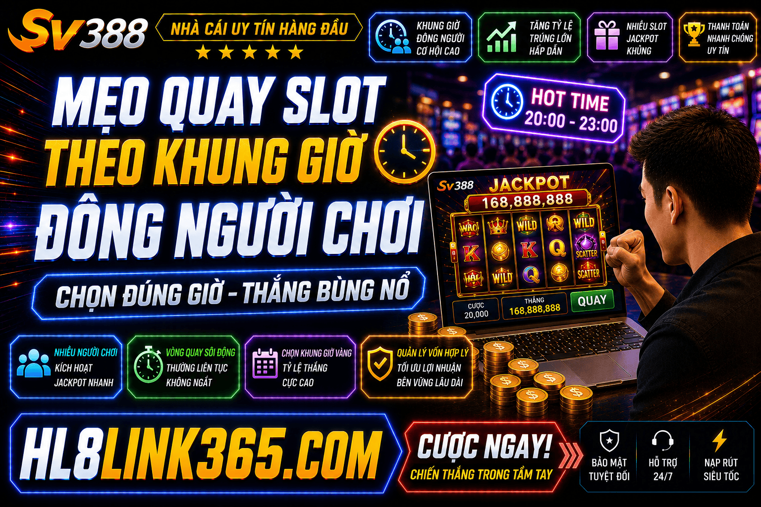 Meo quay Slot theo khung gio dong nguoi choi giup dat nhieu hieu qua