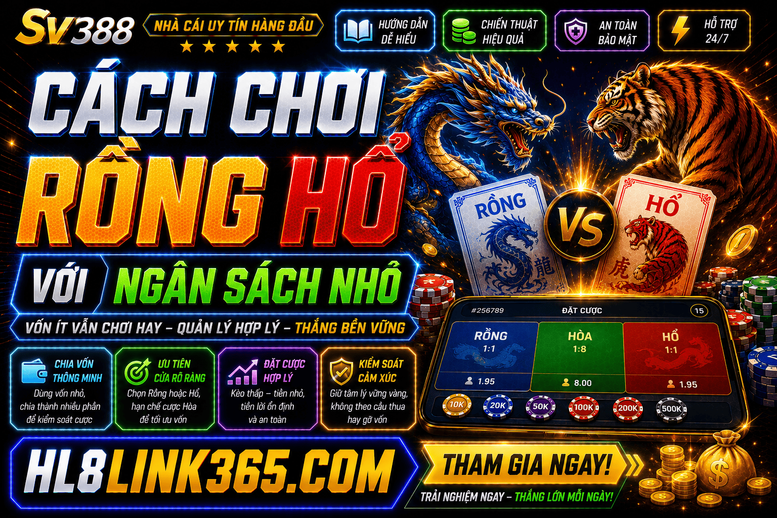 Cach dieu chinh tien cuoc Rong Ho voi tung lan choi