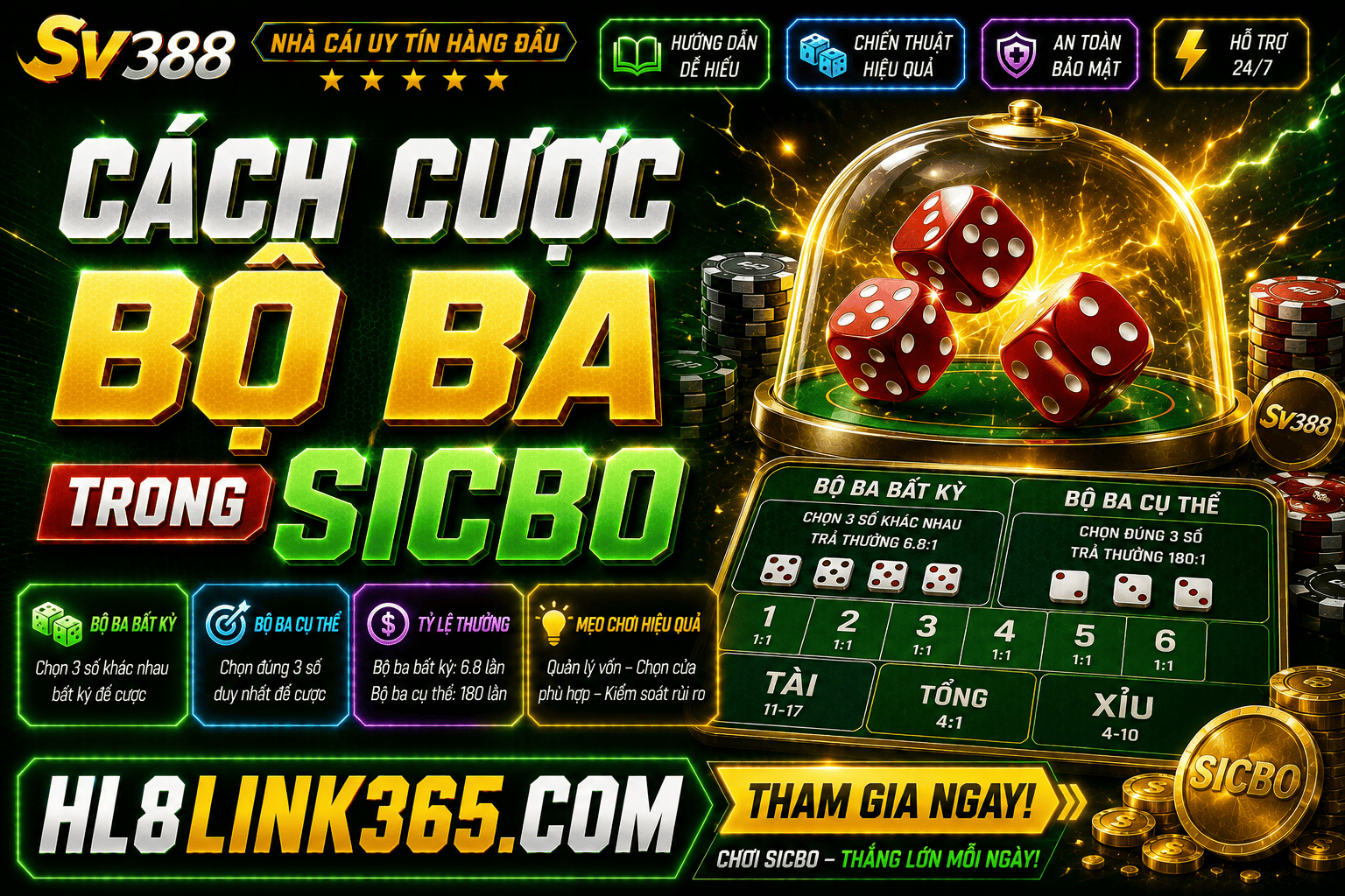 Huong dan cach cuoc bo ba SicBo de hieu va tinh ket qua thang chinh xac
