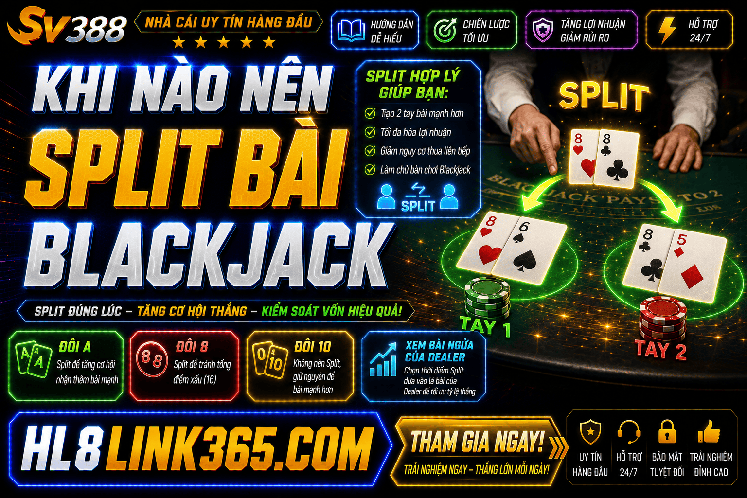 Chia se khi nao nen Split bai Blackjack de toi uu co hoi thang?