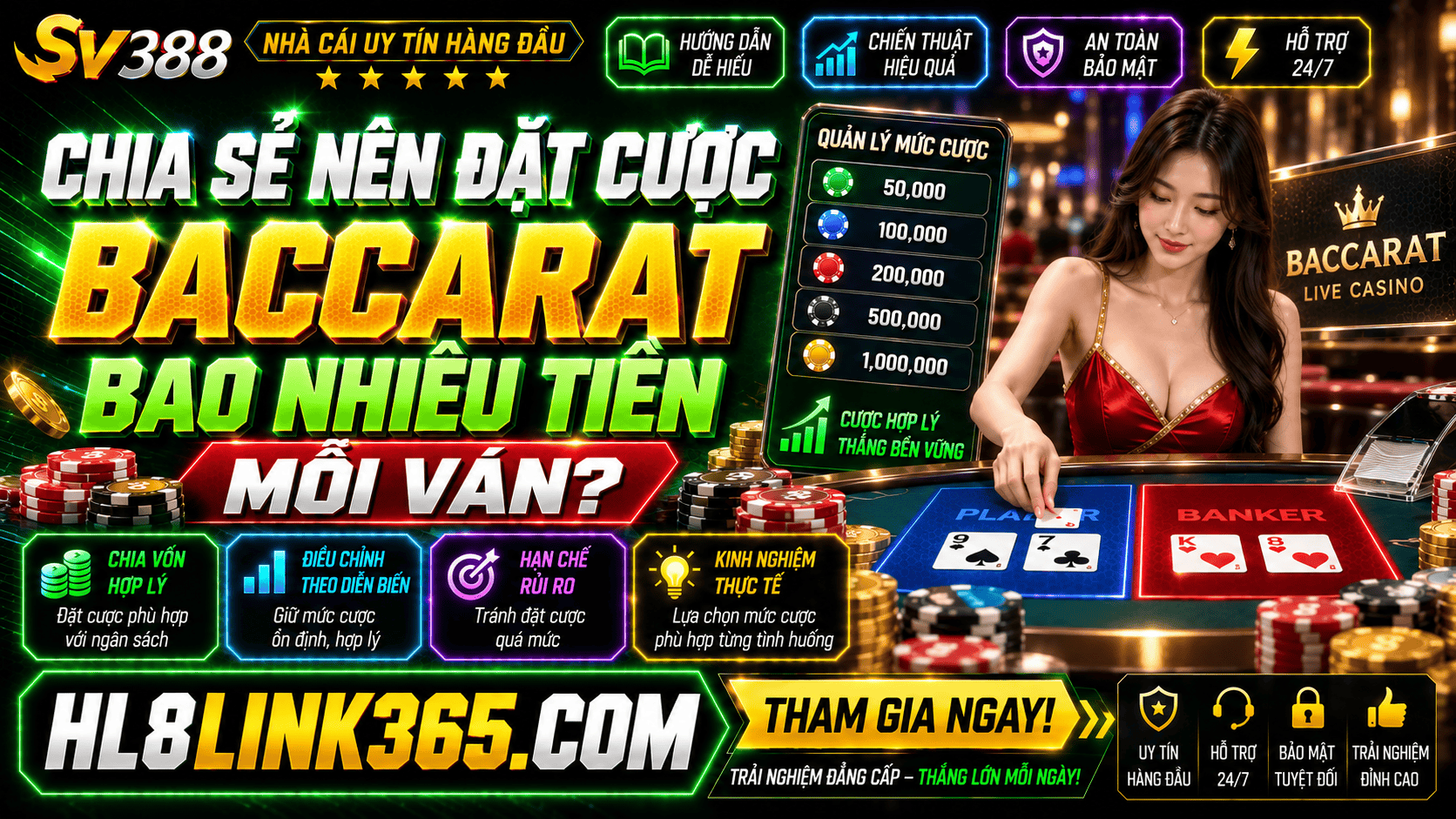 Cach dieu chinh tien cuoc Baccarat theo ket qua o tung phien choi