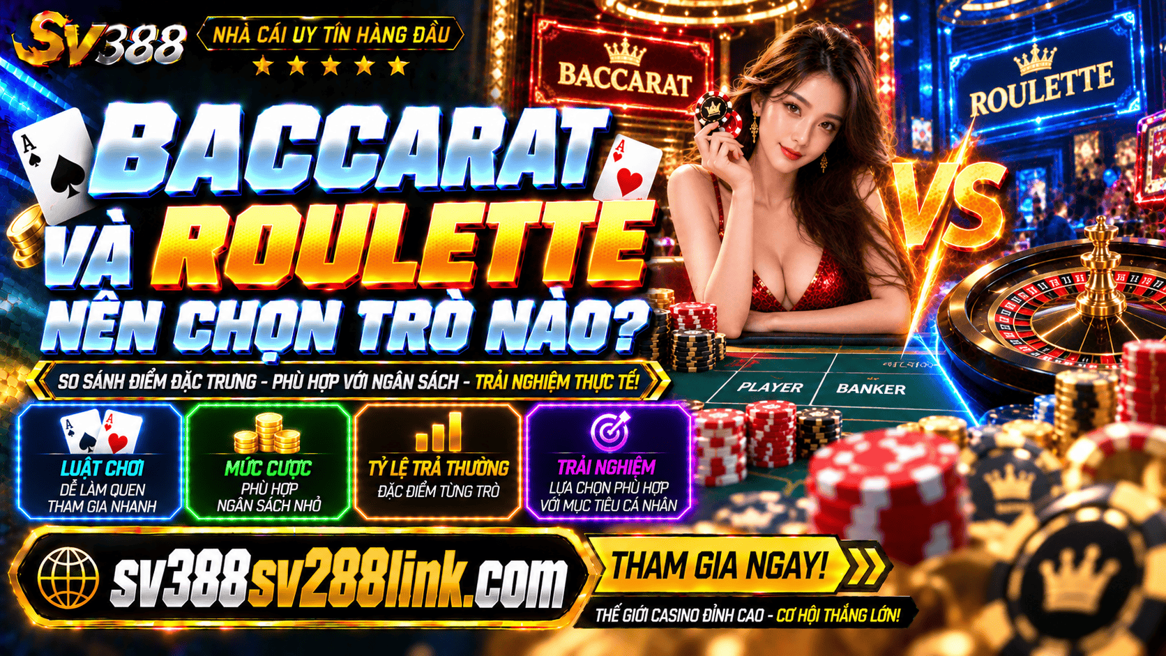 Baccarat và Roulette nên chọn trò nào khi chơi casino trực tuyến?