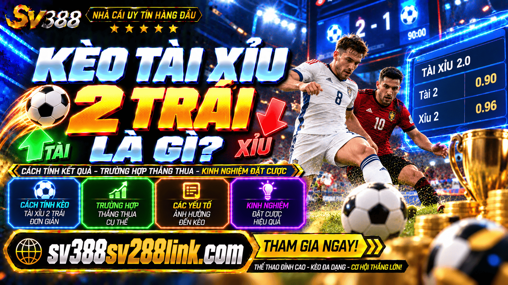 Kèo tài xỉu 2 trái là gì? Cách đọc kèo và chọn cửa dễ hiểu