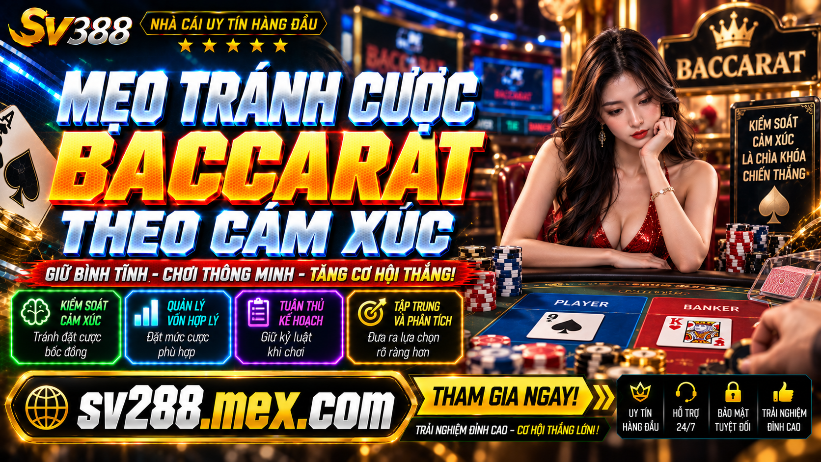 Meo giu binh tinh khi dang tham gia dat cuoc Baccarat